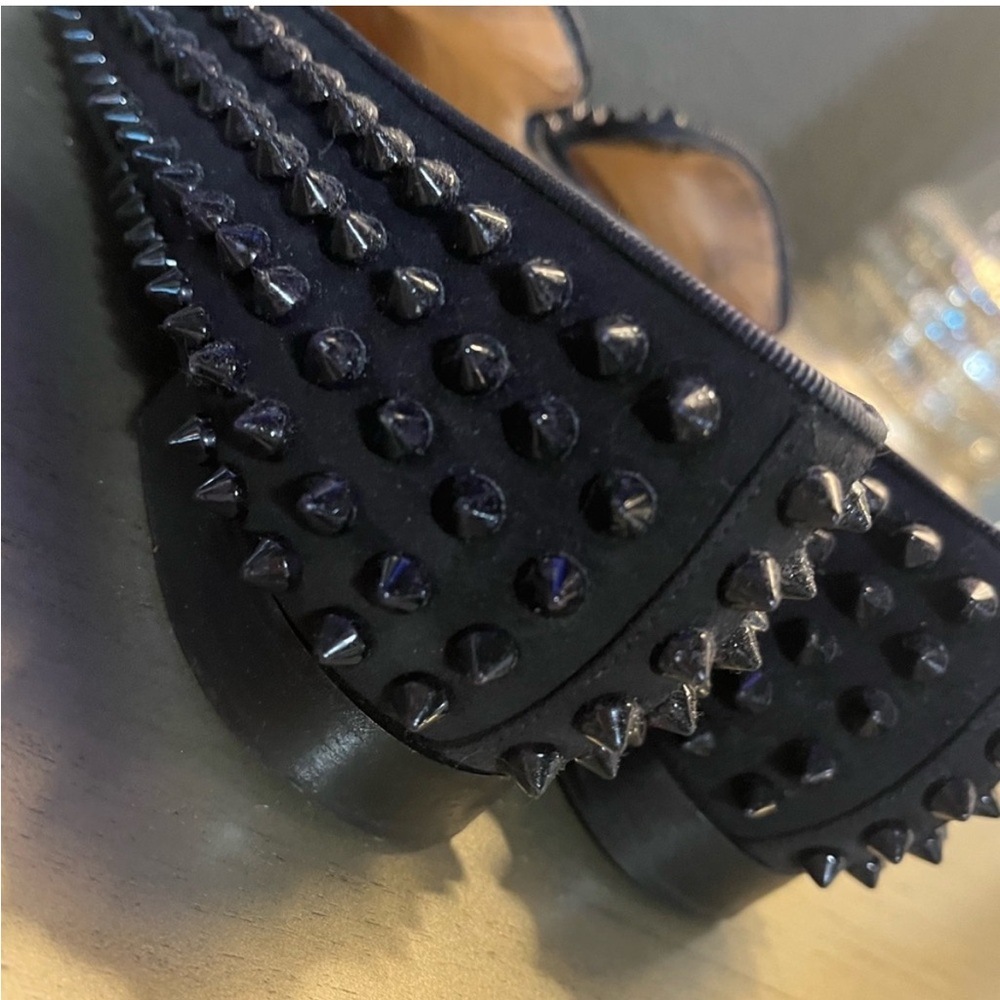 Christian Louboutin Black Spiked Loafers - Picture 7 of 11